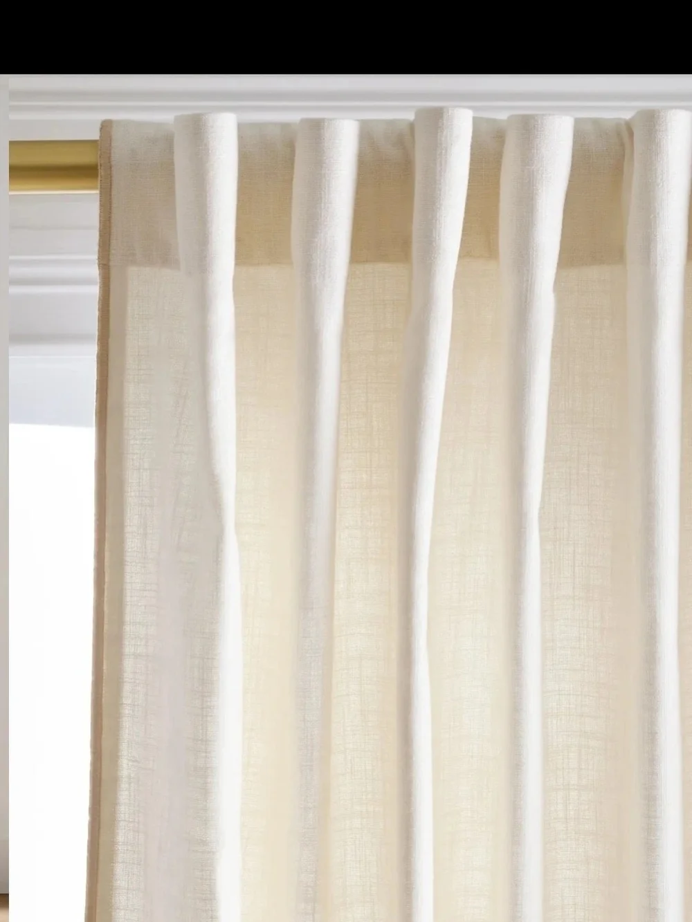 Quince Set Of 2 Ivory Oat Piped Edge Cotton Curtain 48 X 108” Light Filtering